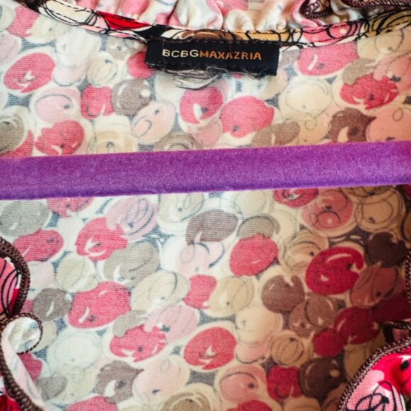 BCBG Max Azria Multi-Red Ruffle Collar Long Sleeve Top - Size Small - Picture 3 of 3